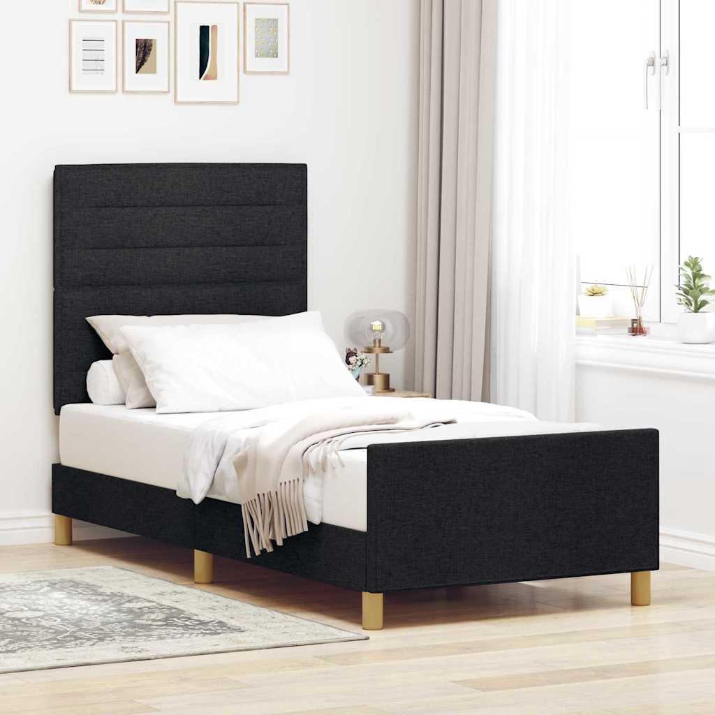 E-shop Multidom Rám postele s čelnou doskou Čierna 100 x 200 cm látka