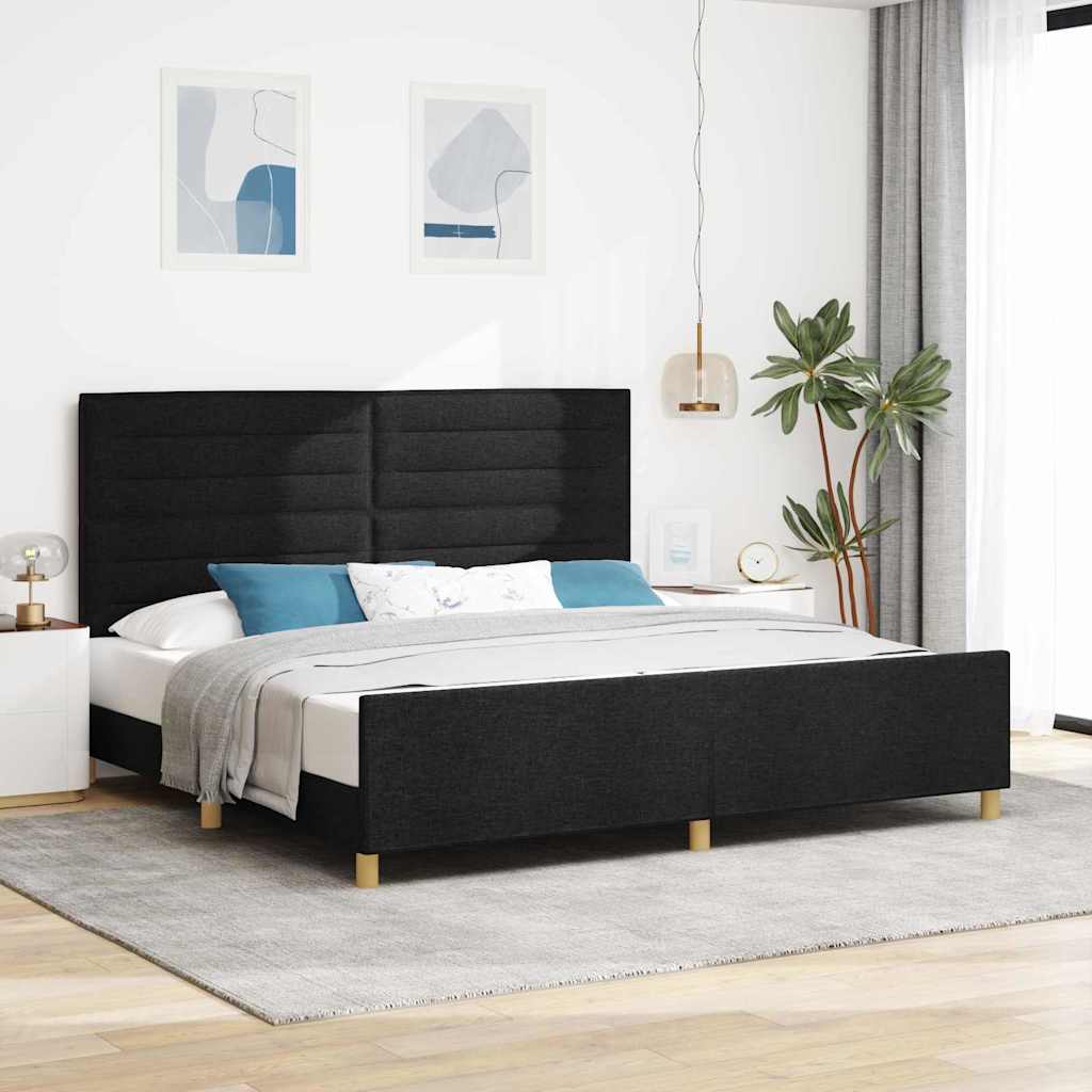 E-shop Multidom Rám postele s čelnou doskou Čierna 200 x 200 cm látka