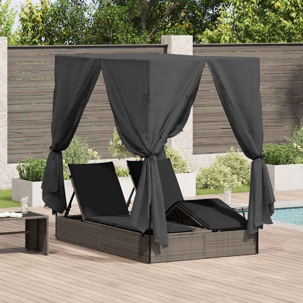 E-shop Multidom Dvojité slnečné ležadlo Sivá 205 x 129 x 200 cm polyratan