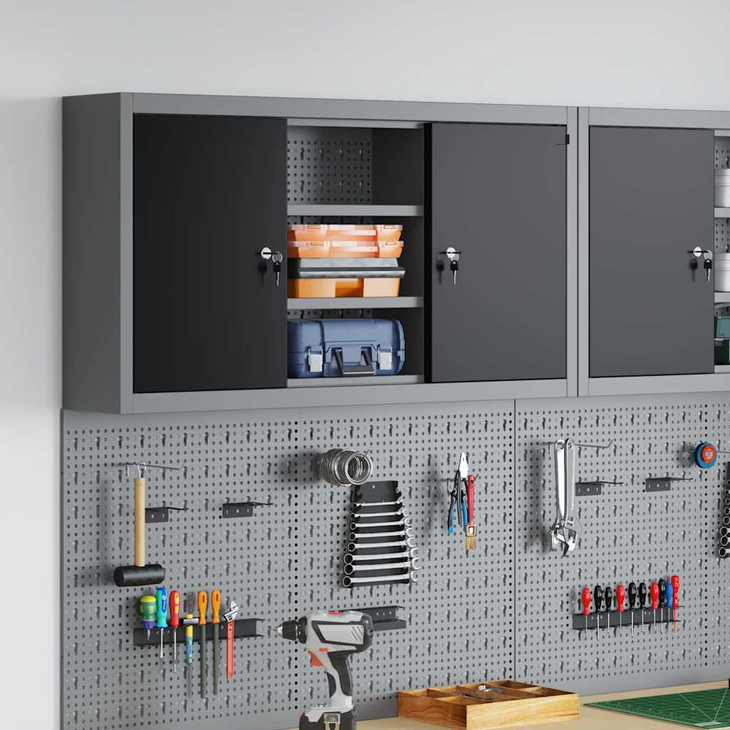 E-shop Multidom Skrinka na náradie s poličkou Čierna a Šedá 100 x 20 x 55 cm