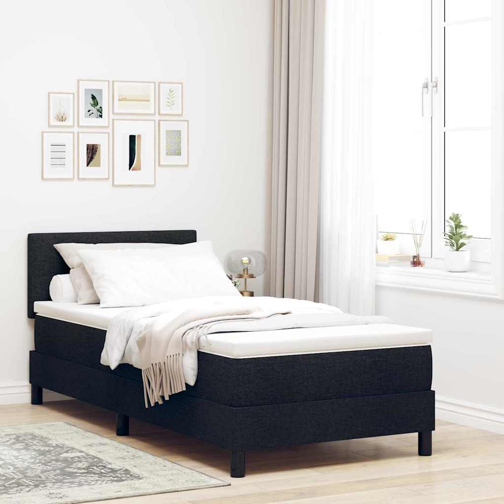 E-shop Multidom Posteľ s pružinovým rámom s matracmi Čierna 90 x 200 cm látka