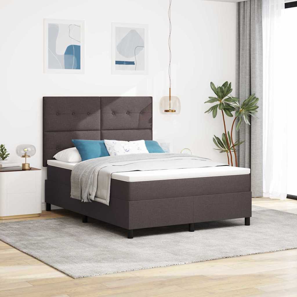 E-shop Multidom Posteľ s pružinovým rámom s LED Tmavo hnedá 140 x 190 cm látka