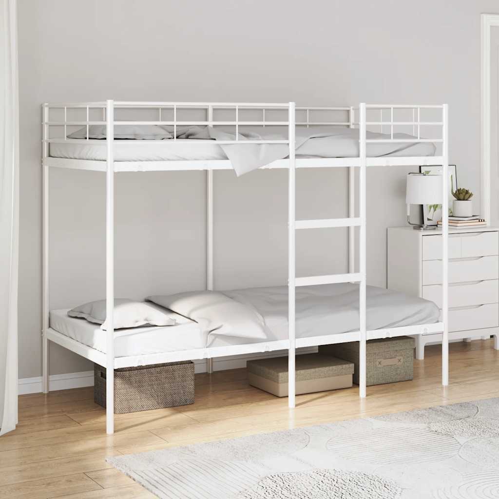 E-shop Multidom Poschodová posteľ bez matraca Biela 80x200 cm Oceľ