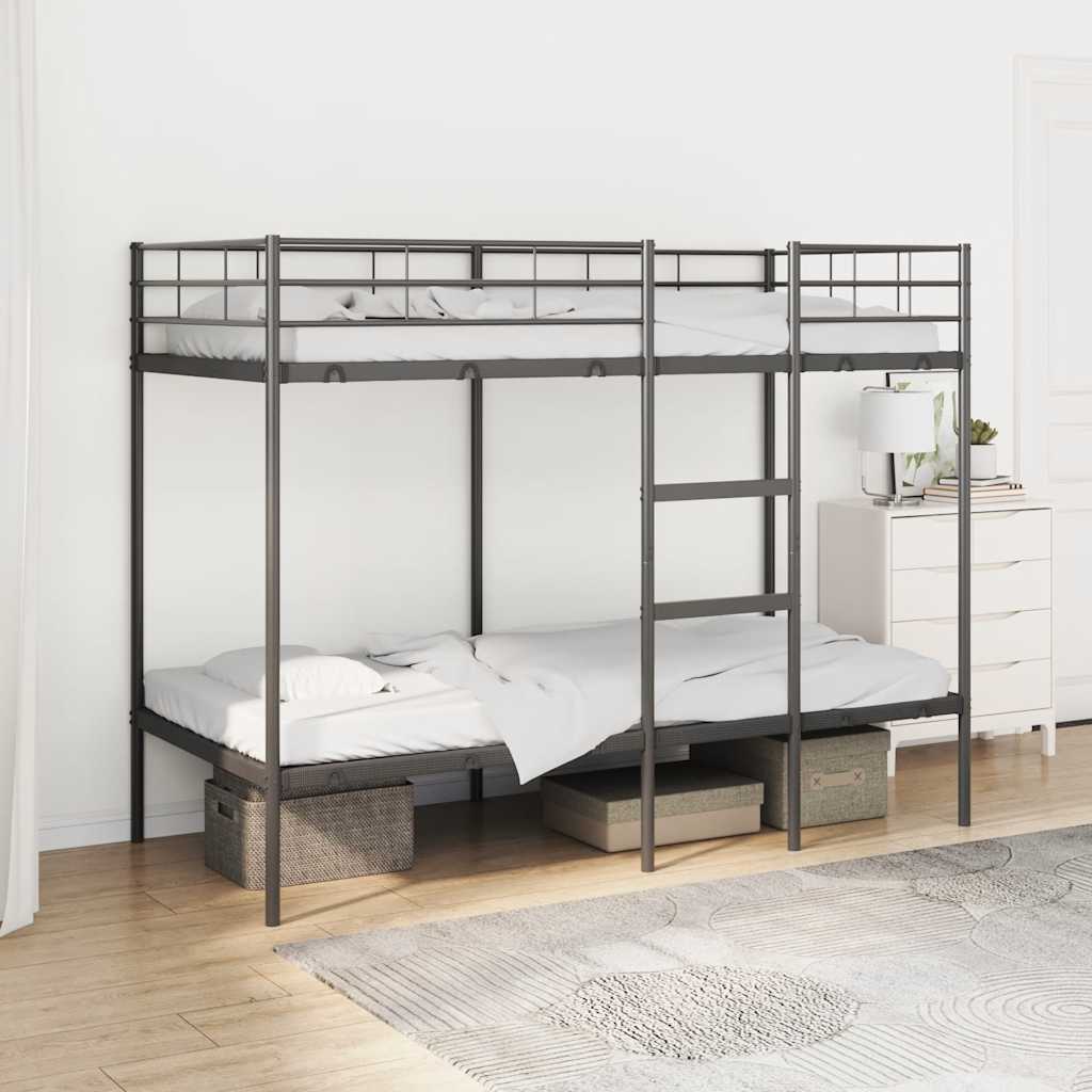 E-shop Multidom Poschodová posteľ bez matraca Čierna 100x190 cm Oceľ