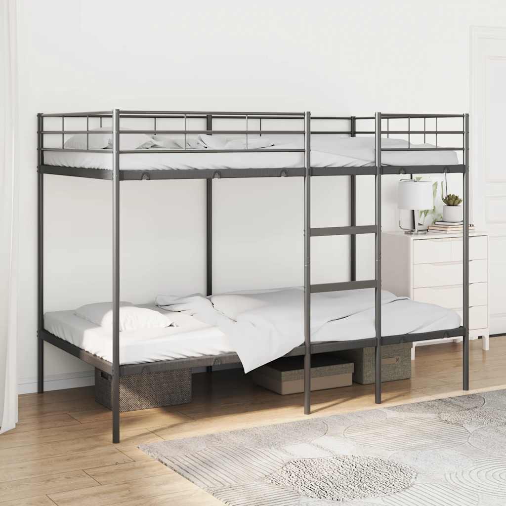 E-shop Multidom Poschodová posteľ bez matraca Čierna 100x200 cm Oceľ