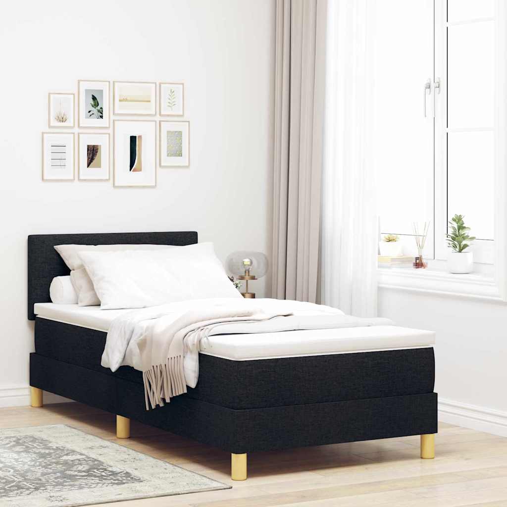 E-shop Multidom Posteľ s pružinovým rámom s vankúšom Čierna 90 x 200 cm látka
