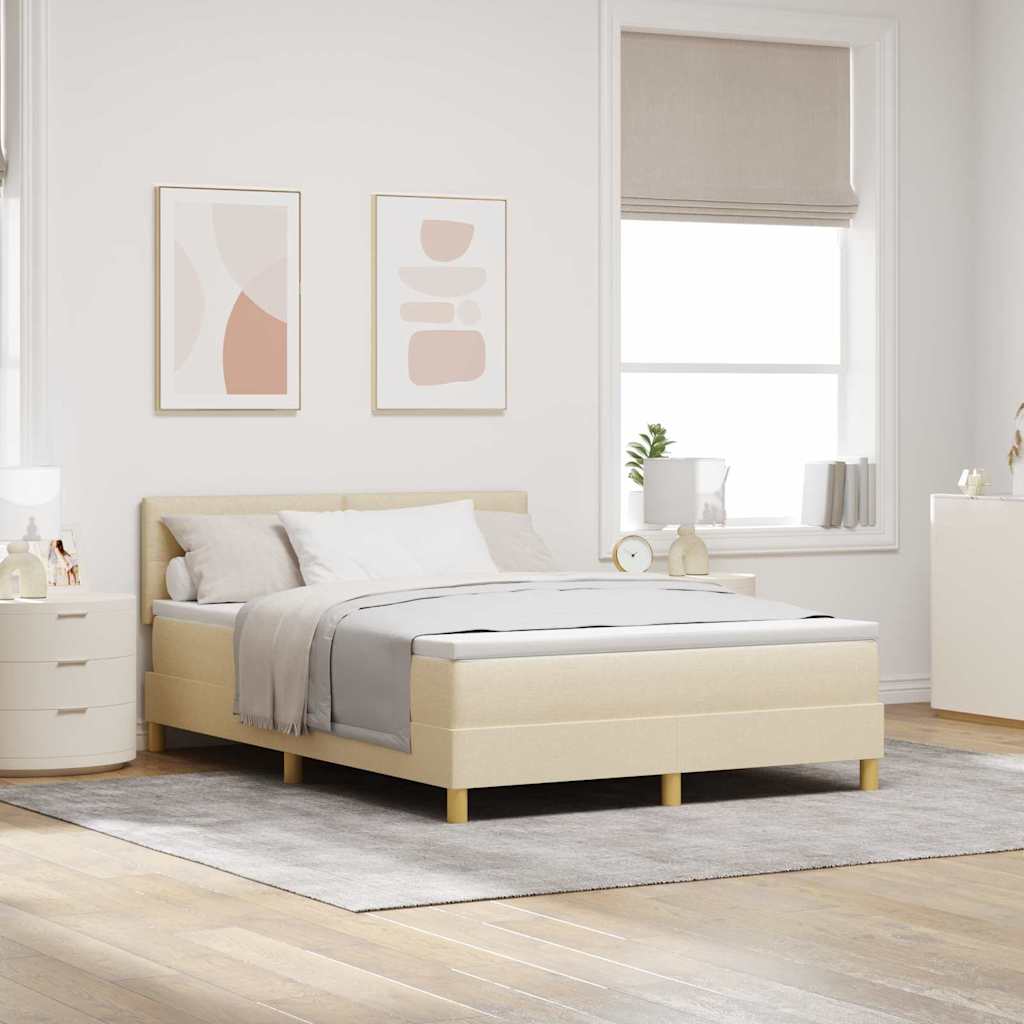 E-shop Multidom Posteľ s pružinovým rámom s vankúšom Krémová 140 x 190 cm látka