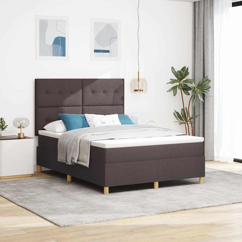 E-shop Multidom Posteľ s pružinovým rámom Tmavohnedá 140 x 190 cm látka