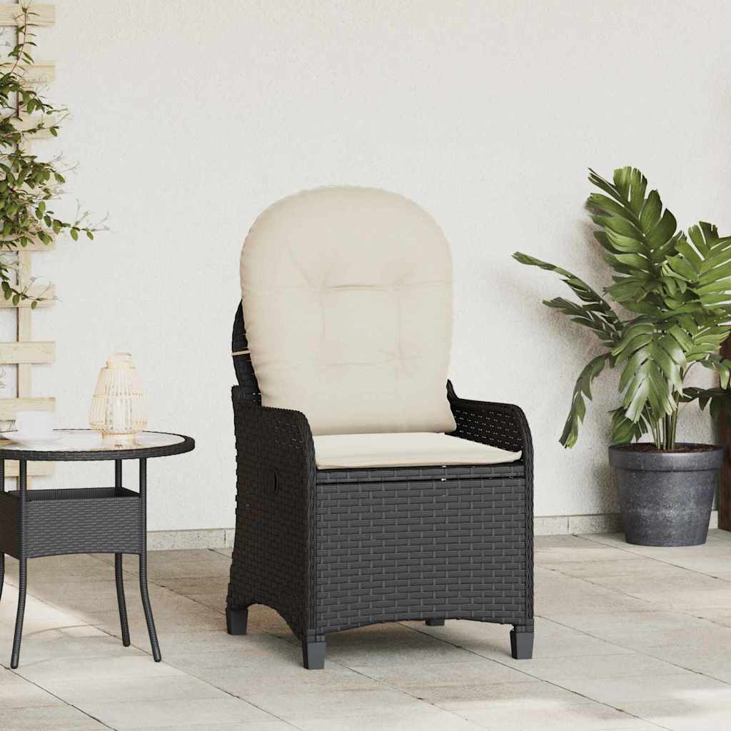 E-shop Multidom Polohovacie kreslo s vankúšom Čierna 56 x 66 x 95 cm polyratan