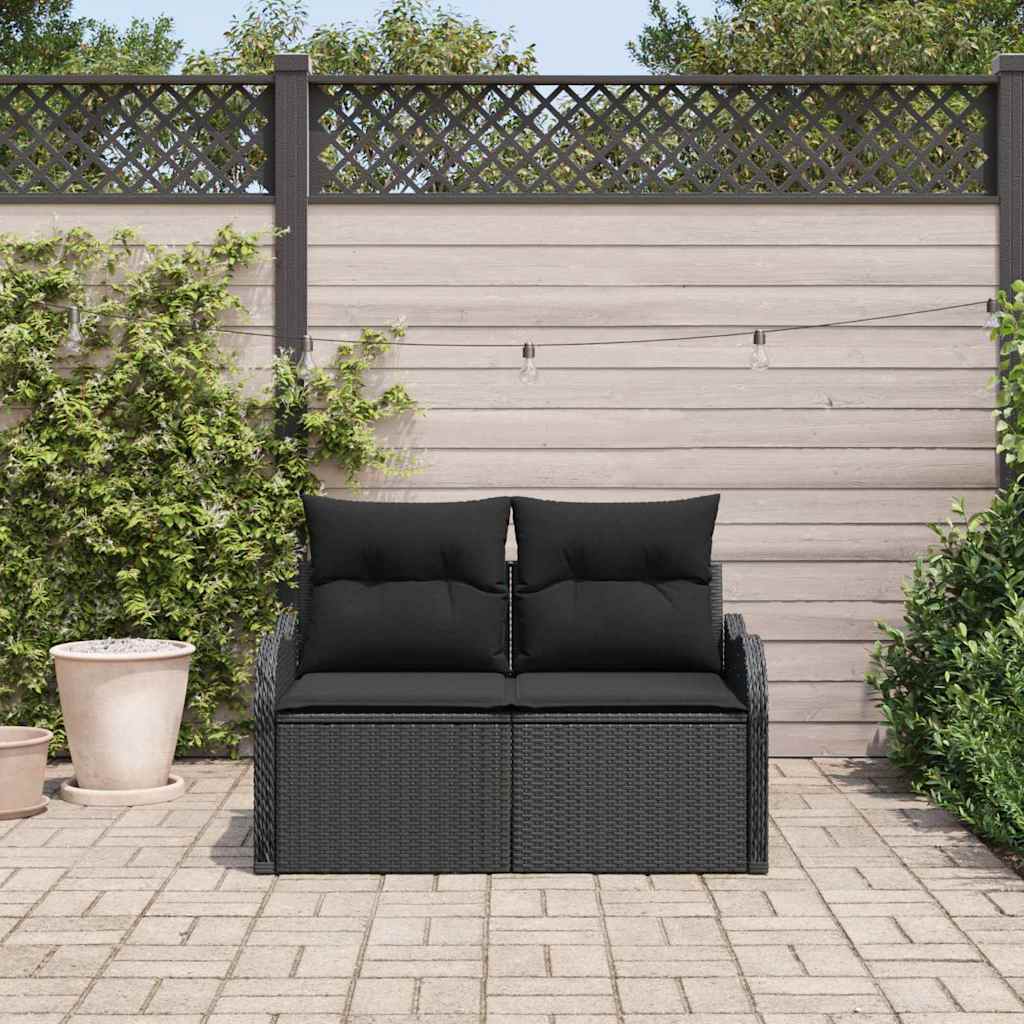 E-shop Multidom Záhradná pohovka s vankúšom Čierna 121 x 62 x 69cm polyratan