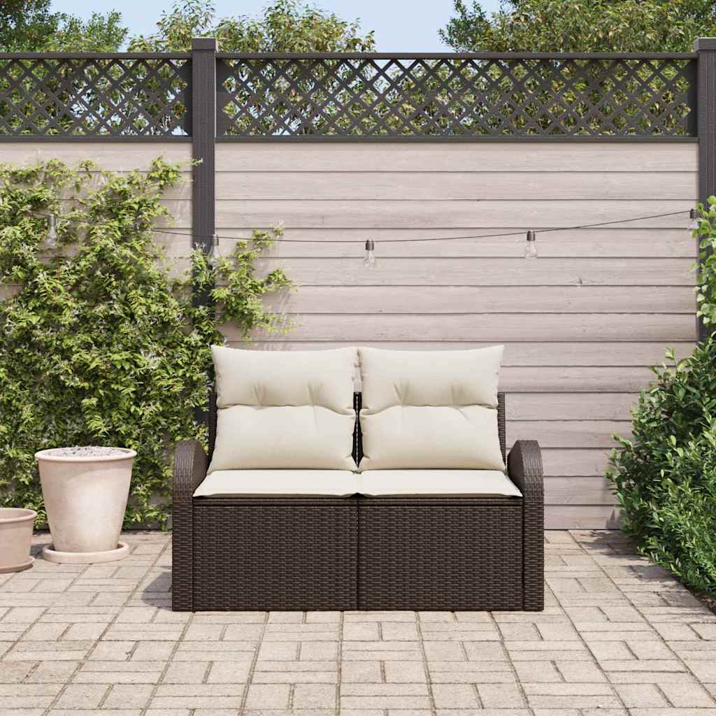 E-shop Multidom Záhradná pohovka s vankúšom Hnedá 124 x 62 x 69 cm polyratan