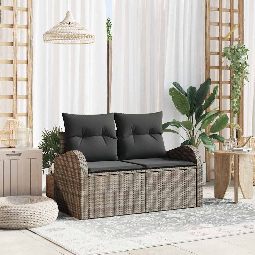 E-shop Multidom Záhradná pohovka s vankúšom Sivá 124 x 62 x 69 cm polyratan