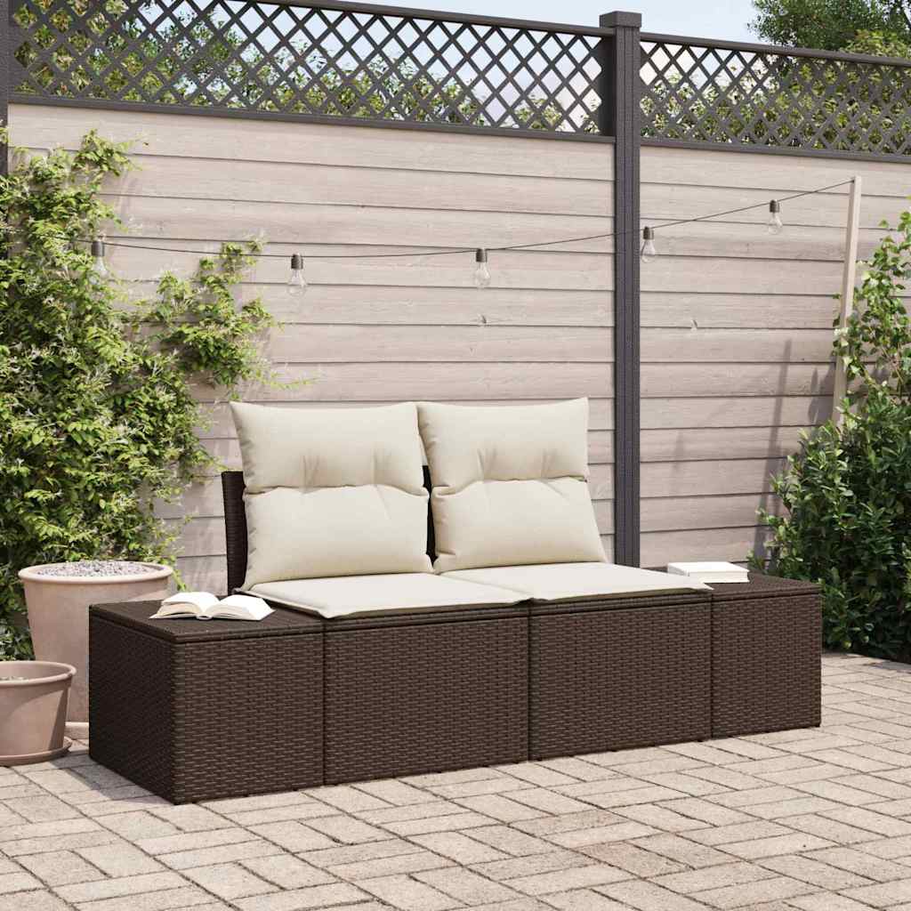 E-shop Multidom Záhradná pohovka s vankúšom Hnedá 184 x 62 x 69 cm polyratan