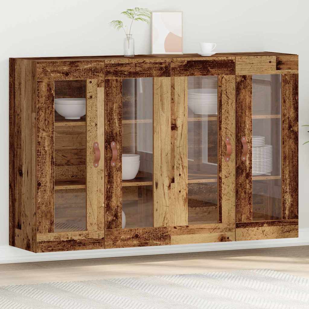 E-shop Multidom Nástenné skrinky 2 pcs Staré drevo 69,5 x 34 x 90 cm