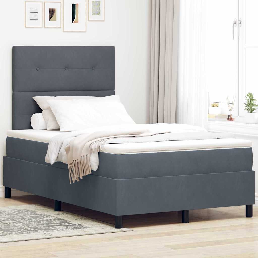 E-shop Multidom Posteľ s pružinovým rámom Tmavo šedá 120 x 200 cm Zamat