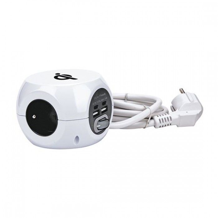 E-shop Predlžovací kábel 3 zásuvky 4xUSB 1,5m SOLIGHT PP146USBW