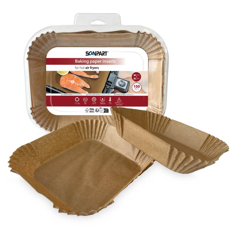 E-shop ScanPart Obdĺžniková papierová forma do teplovzdušnej fritézy 30 × 20 cm, 100 ks