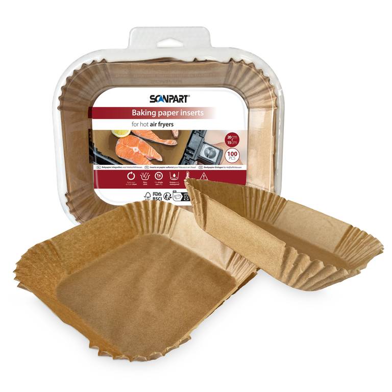 E-shop ScanPart Obdĺžniková papierová forma do teplovzdušnej fritézy 20 × 15 cm, 100 ks