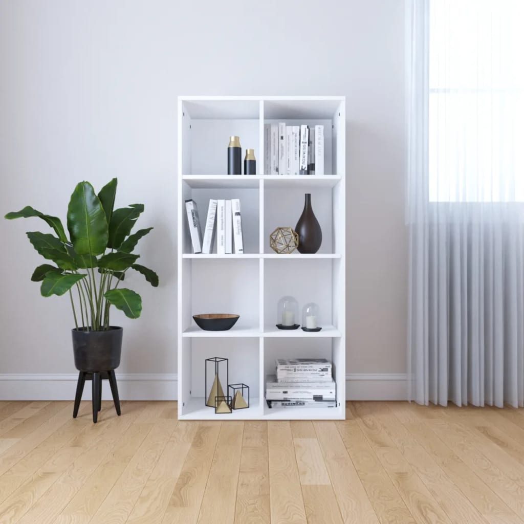 E-shop Multidom Knižnica/komoda, biela 66x30x130 cm, kompozitné drevo