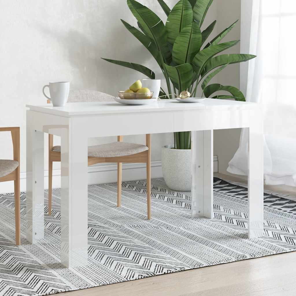 E-shop Multidom Jedálenský stôl, lesklý biely 120x60x76 cm, kompozitné drevo