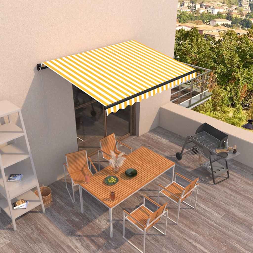 E-shop Multidom Ručne zaťahovacia markíza 350x250 cm žltá a biela