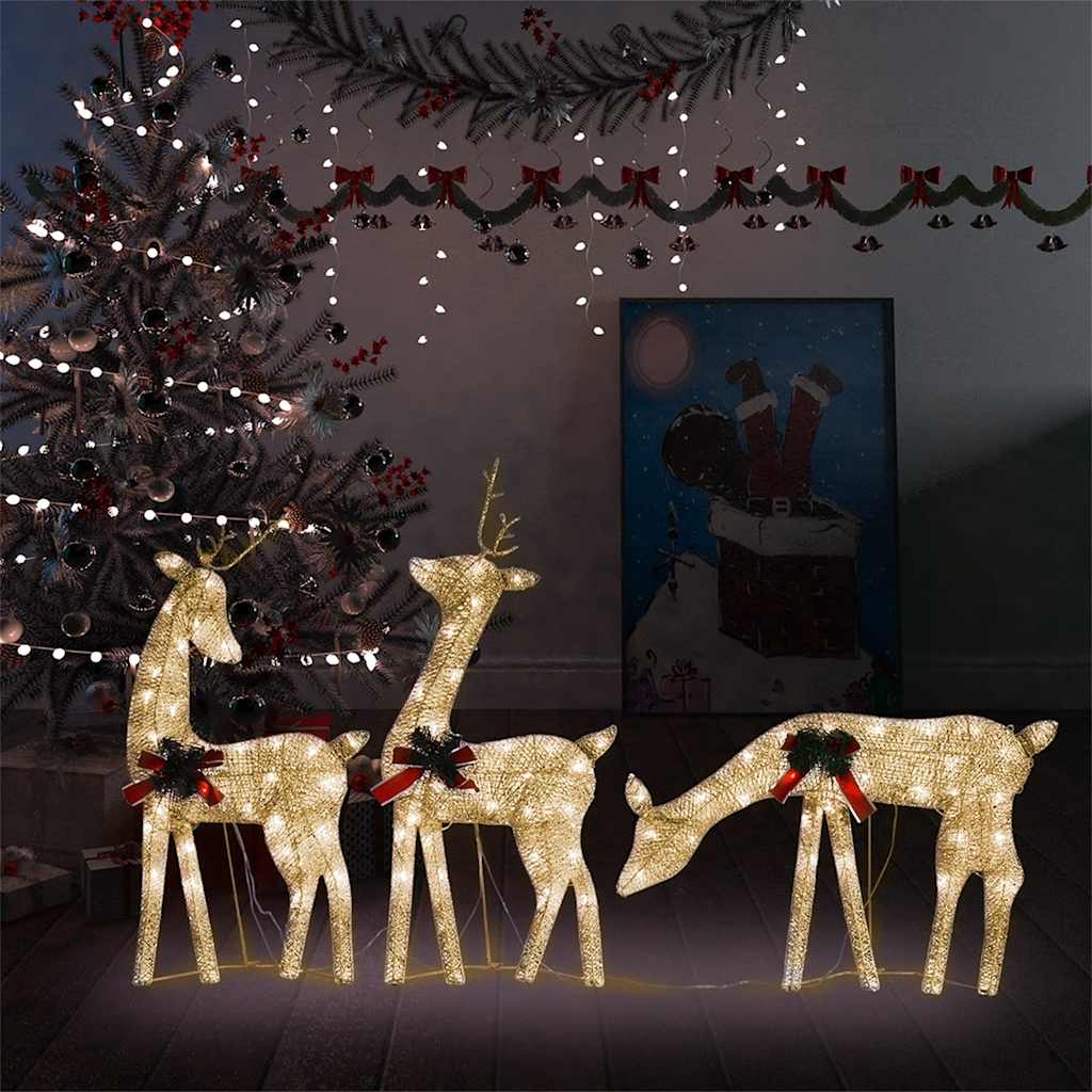 E-shop Multidom Vianočná sobia rodinka 270x7x90cm zlatá, teplá biela, sieťovina