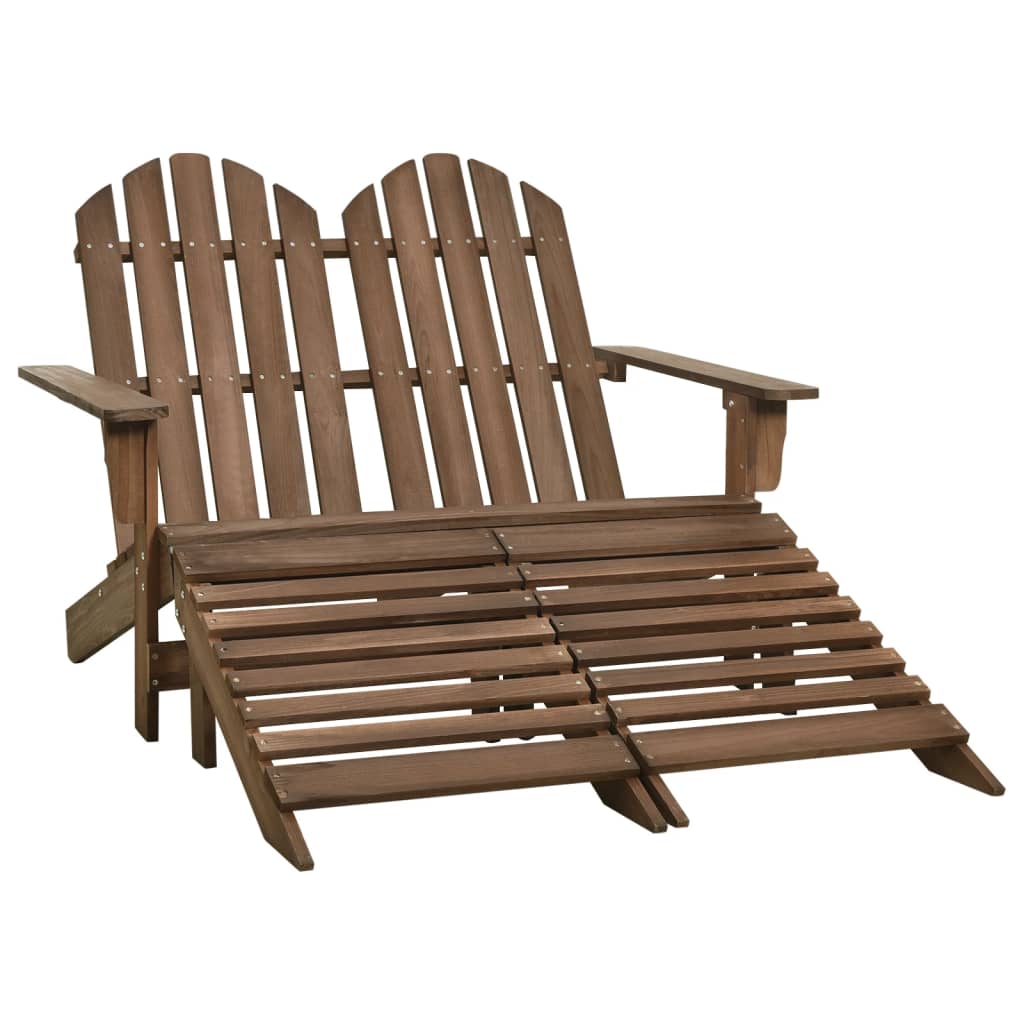 E-shop Multidom 2-miestna záhradná stolička a taburetka Adirondack jedľa hnedá