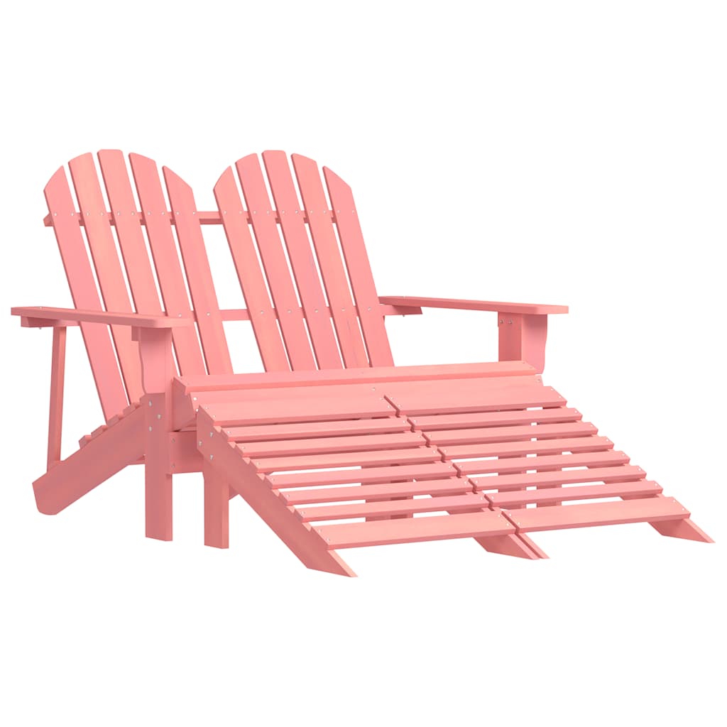 E-shop Multidom 2-miestna záhradná stolička a taburetka Adirondack jedľa ružová