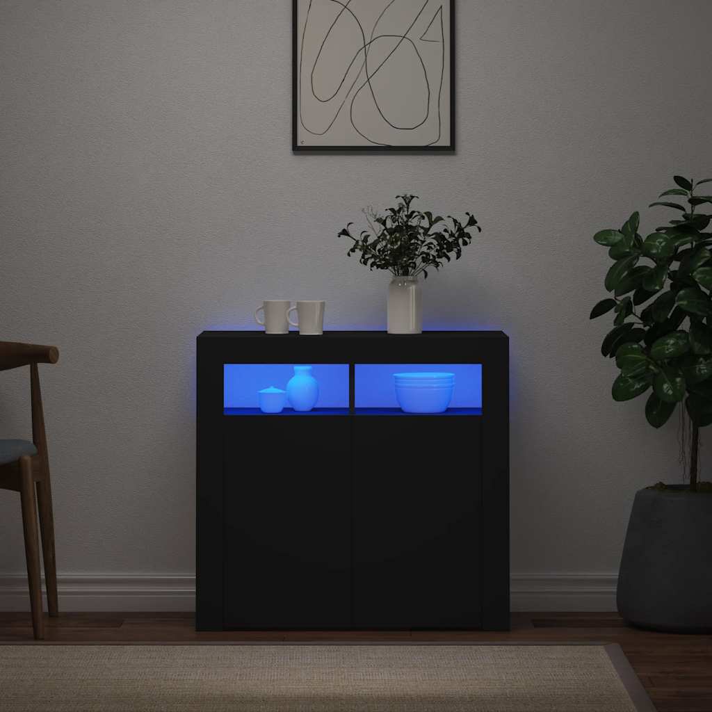 E-shop Multidom Komoda s LED svetlami čierna 80x35x75 cm