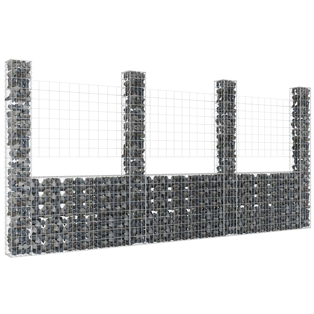 E-shop Multidom Železný gabiónový kôš v tvare U so 4 stĺpmi 380x20x200 cm