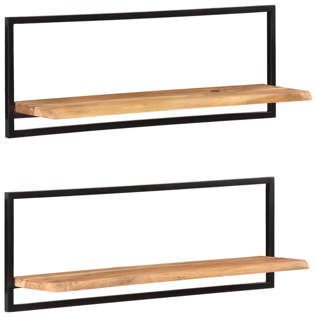 E-shop Multidom Nástenné police 2 ks 100x24x35 cm akáciový masív a oceľ