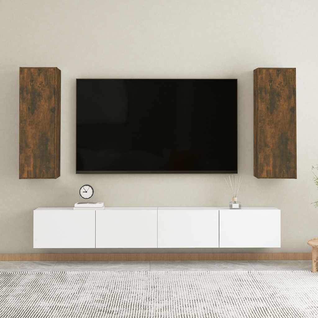 E-shop Multidom TV skrinky 2 ks dymový dub 30,5x30x90 cm spracované drevo