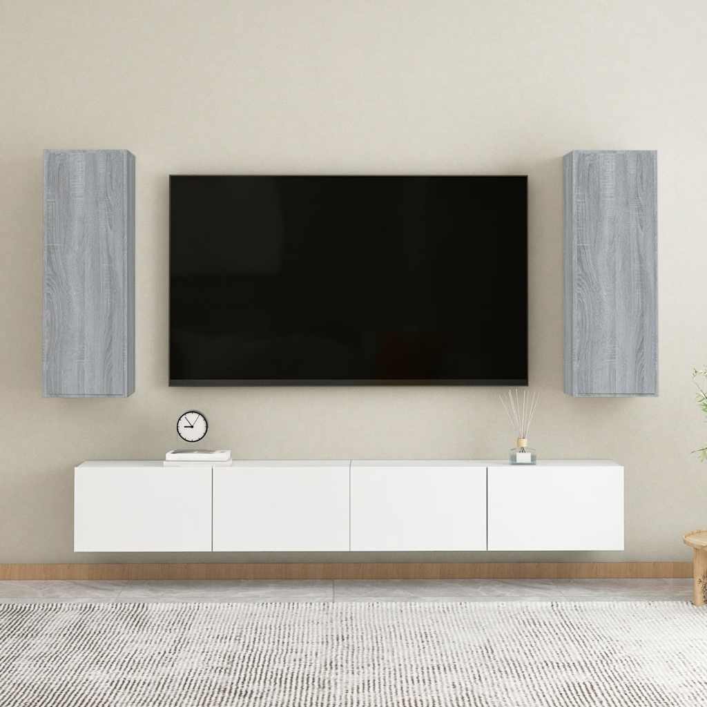 E-shop Multidom TV skrinky 2 ks sivé sonoma 30,5x30x90 cm spracované drevo