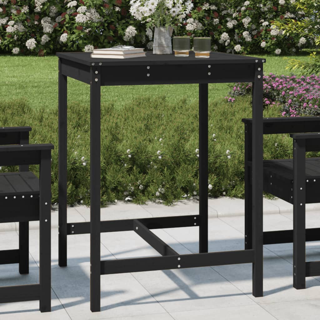 E-shop Multidom Záhradný stolík čierny 82,5x82,5x110 cm borovicový masív