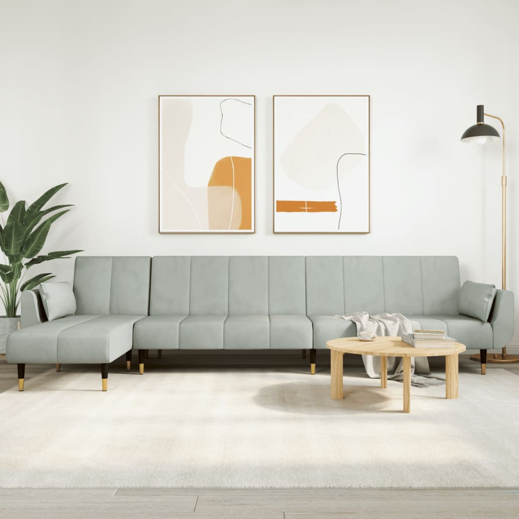 E-shop Multidom Pohovka v tvare L bledosivá 275x140x70 cm zamat