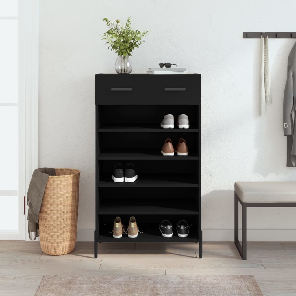 E-shop Multidom Botník čierny 60x35x105 cm kompozitné drevo