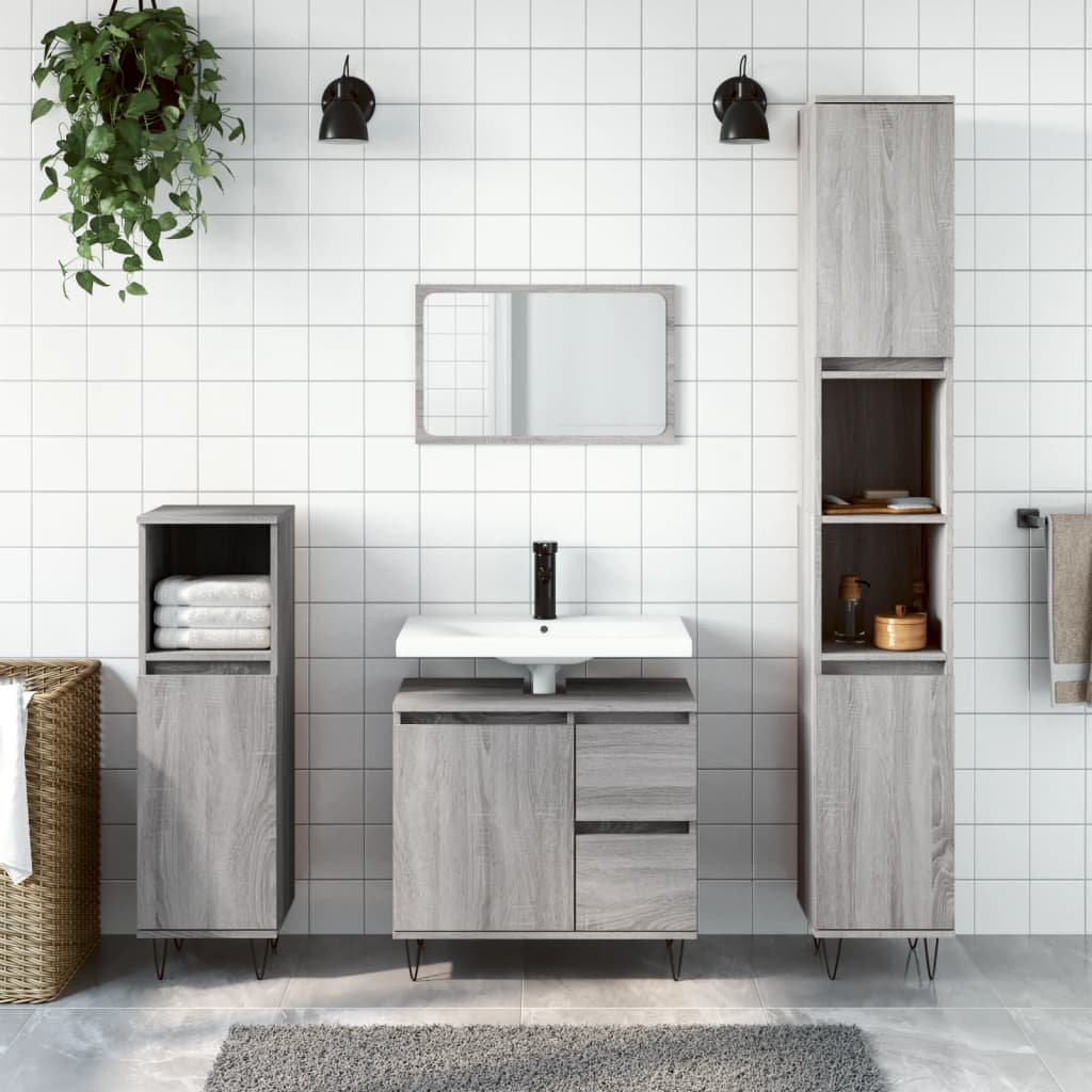 E-shop Multidom Kúpeľňová skrinka sivý dub sonoma 30x30x190 cm spracované drevo