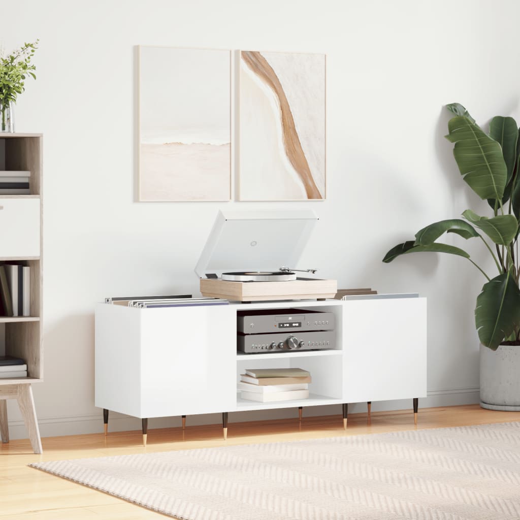 E-shop Multidom Skrinka na platne lesklá biela 121x38x48 cm kompozitné drevo