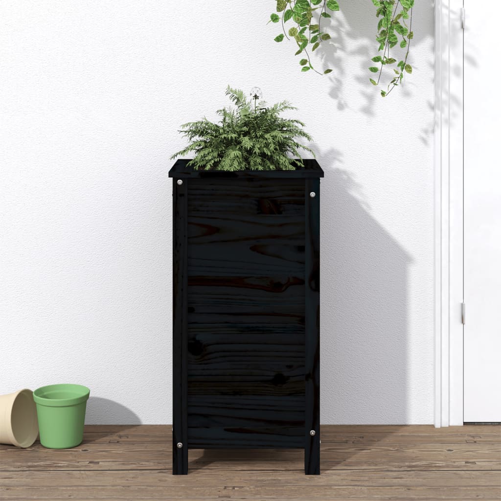 E-shop Multidom Záhradný kvetináč čierny 40x40x78 cm borovicový masív