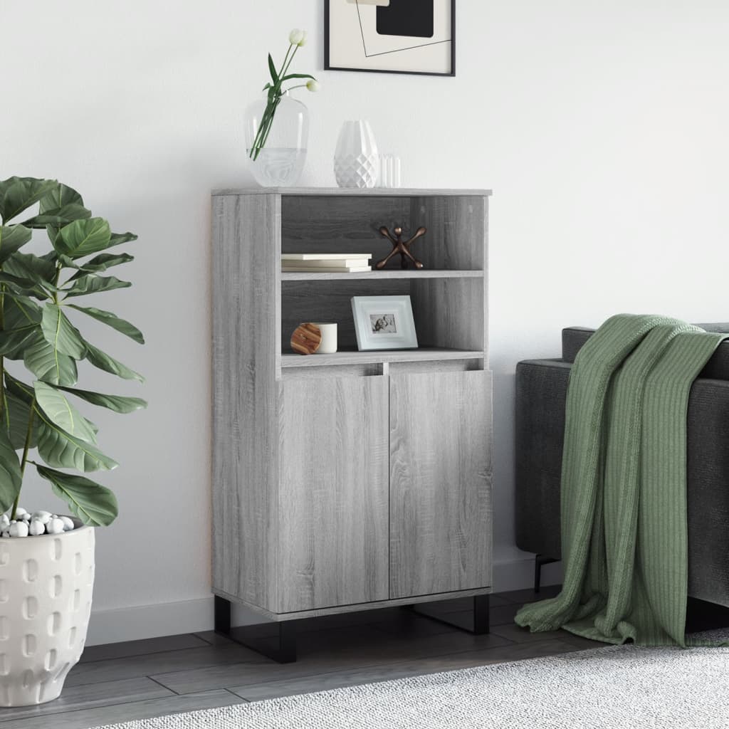 E-shop Multidom Vysoká skrinka sivý dub sonoma 60x36x110 cm spracované drevo