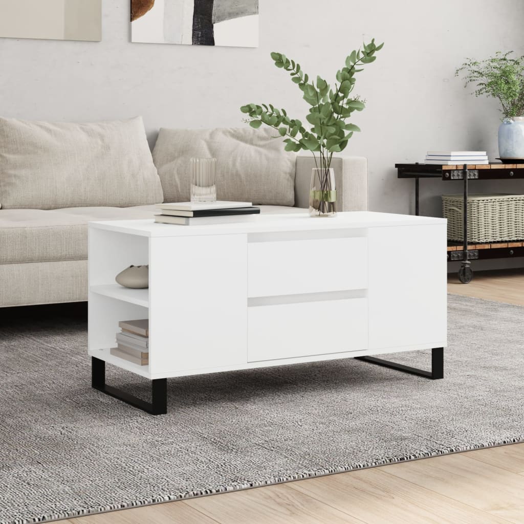 E-shop Multidom Konferenčný stolík biely 102x44,5x50 cm kompozitné drevo