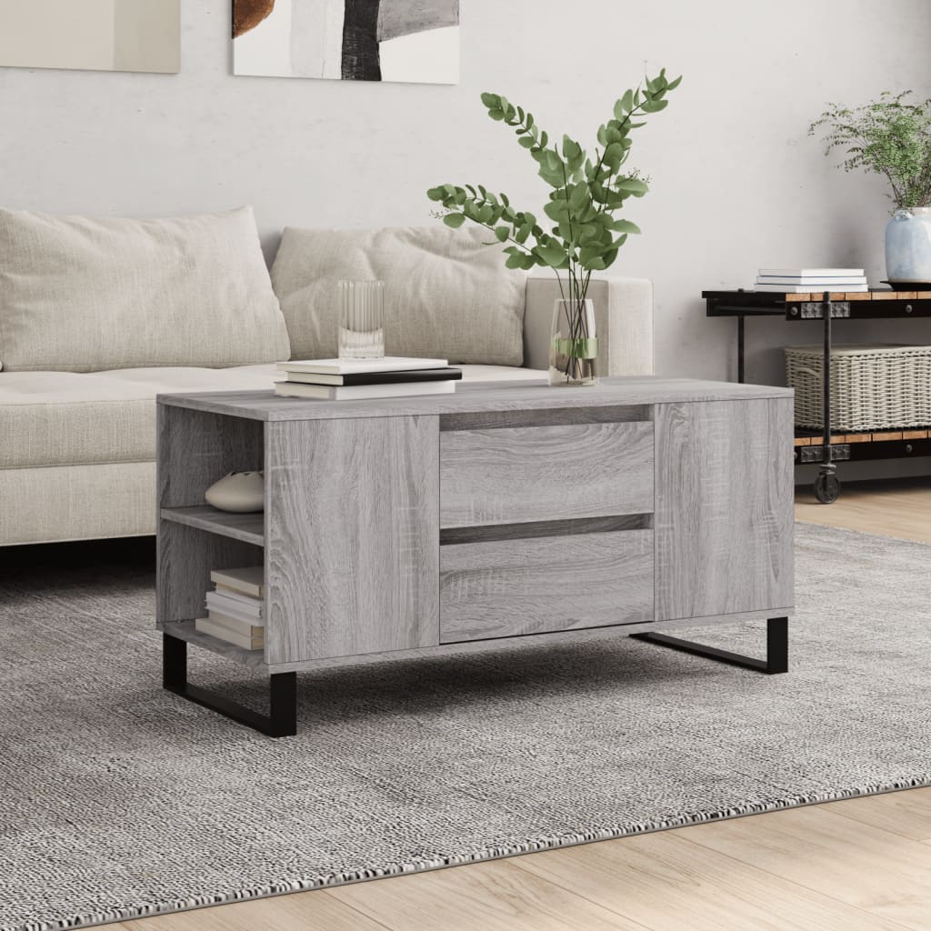 E-shop Multidom Konferenčný stolík sivý sonoma 102x44,5x50 cm kompozitné drevo
