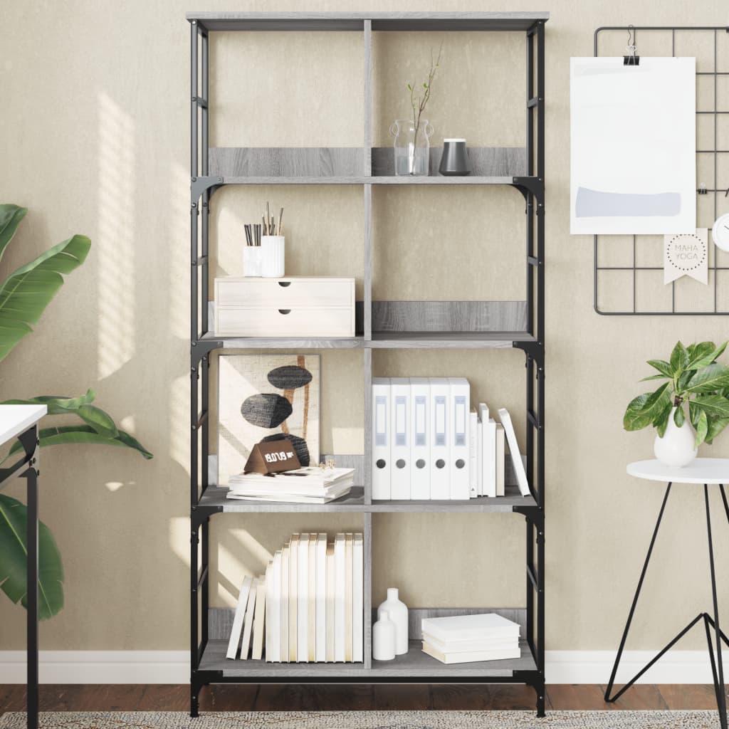 E-shop Multidom Knižnica sivá sonoma 78,5x33x153 cm kompozitné drevo