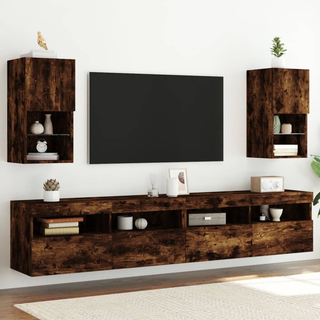 E-shop Multidom TV skrinky s LED svetlami 2 ks dymový dub 30,5x30x60 cm