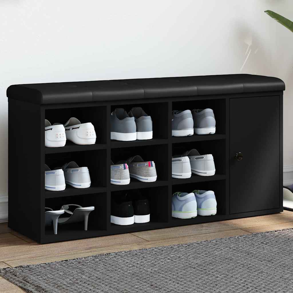 E-shop Multidom Lavička na topánky čierna 102x32x50 cm kompozitné drevo