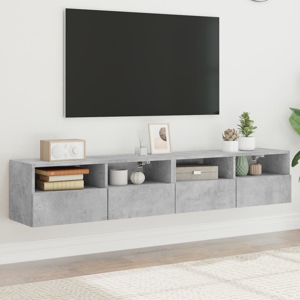 E-shop Multidom TV nástenné skrinky 2 ks betónovo sivé 80x30x30 cm kompoz.drevo