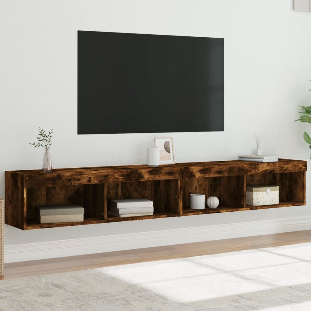 E-shop Multidom TV skrinky s LED svetlami 2 ks dymový dub 100x30x30 cm