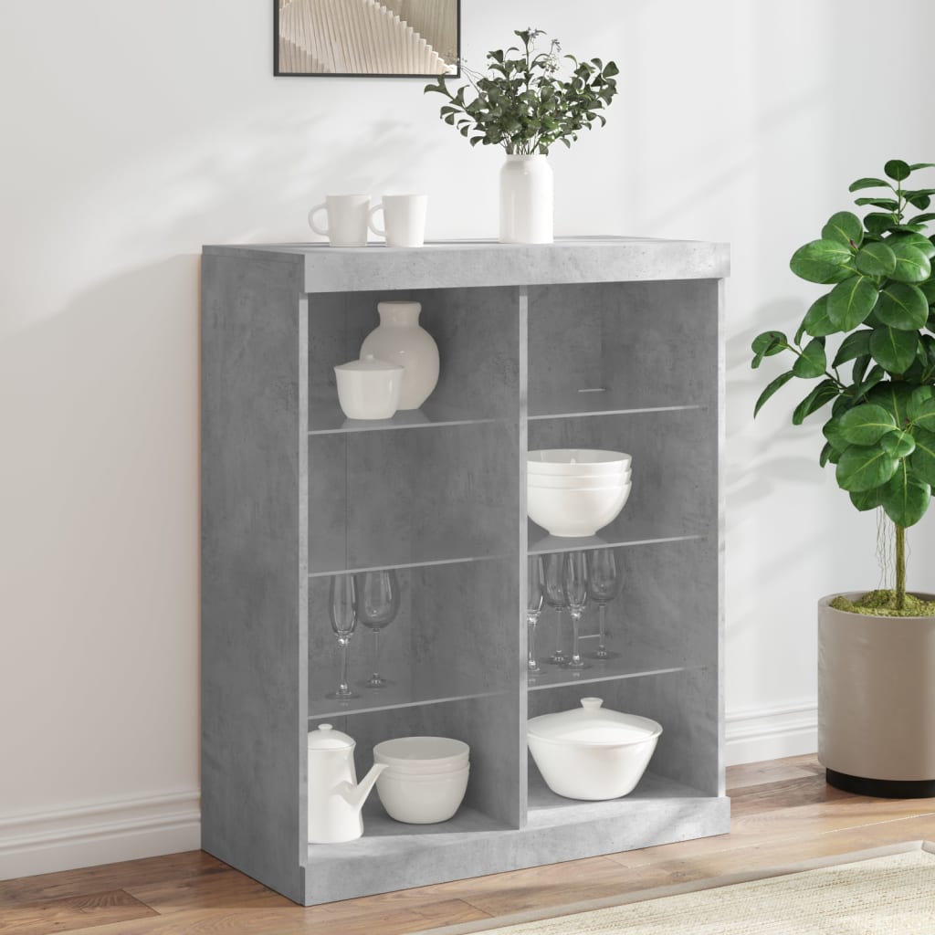 E-shop Multidom Komoda s LED svetlami betónovo sivá 81x37x100 cm