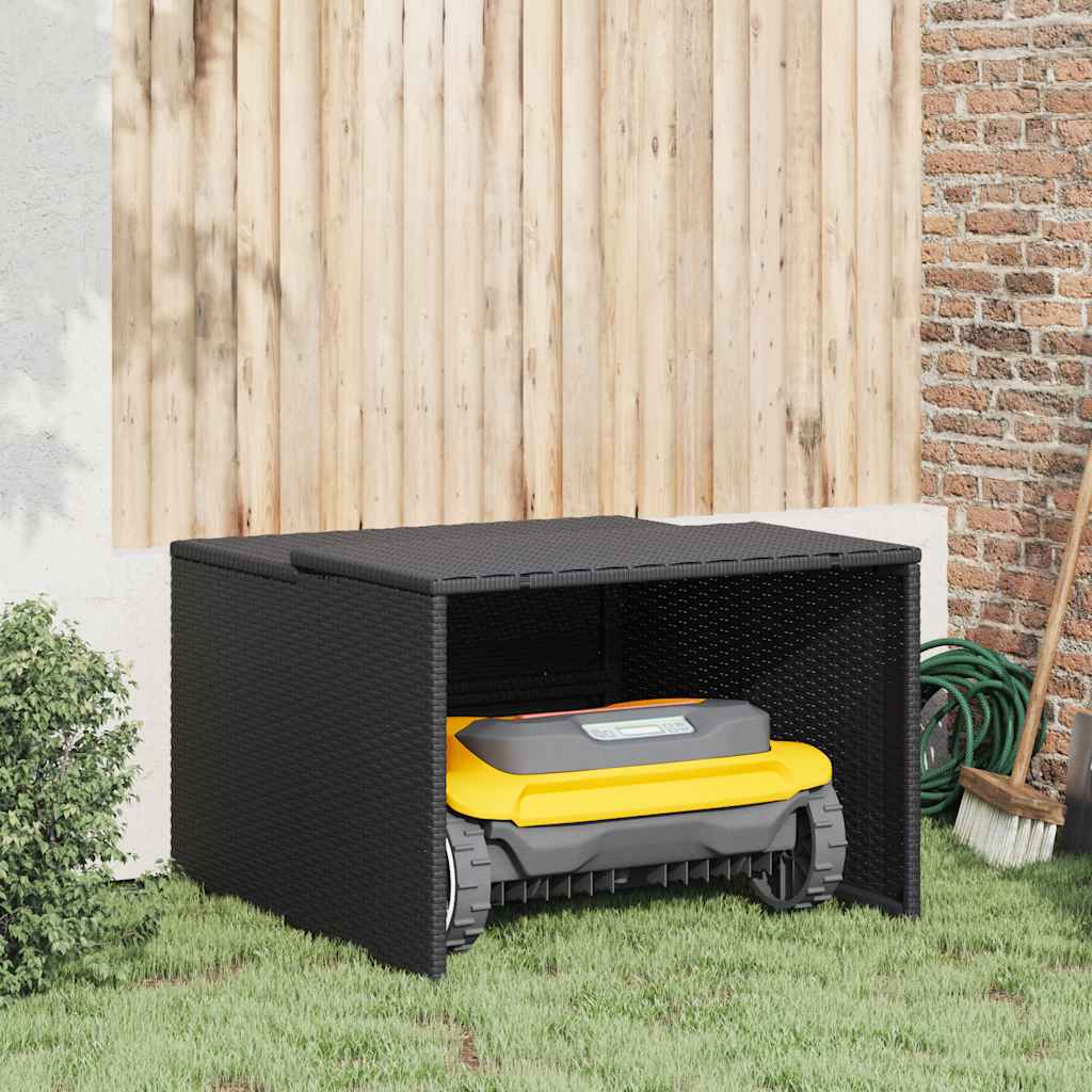 E-shop Multidom Garáž na robotickú kosačku čierna 86x90x52/57 cm polyrattan