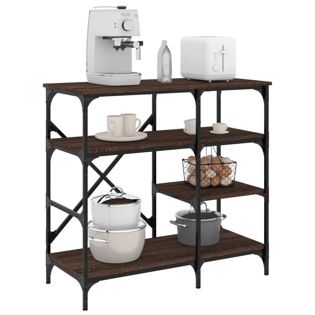 E-shop Multidom Pekárenský regál, hnedý dub 90x40x84 cm, kompozitné drevo+kov